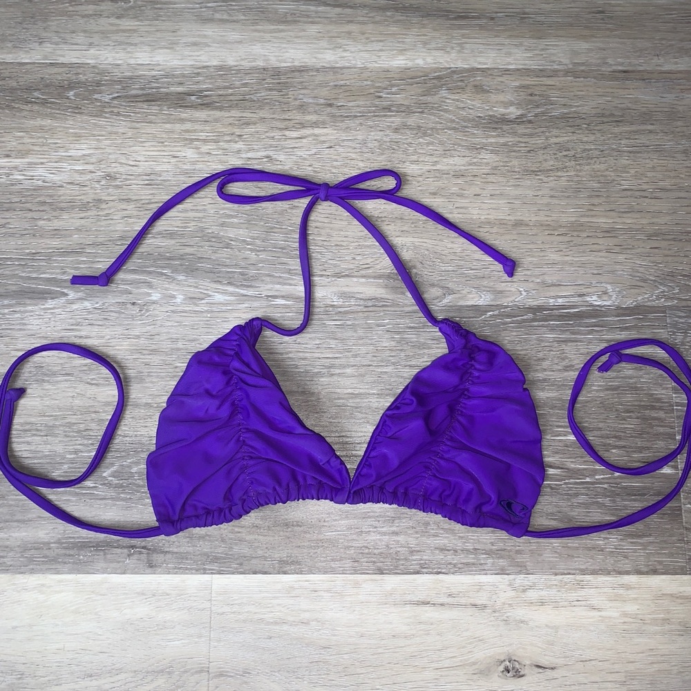 O’Neil Purple Bikini Top with Cinched Cups Small